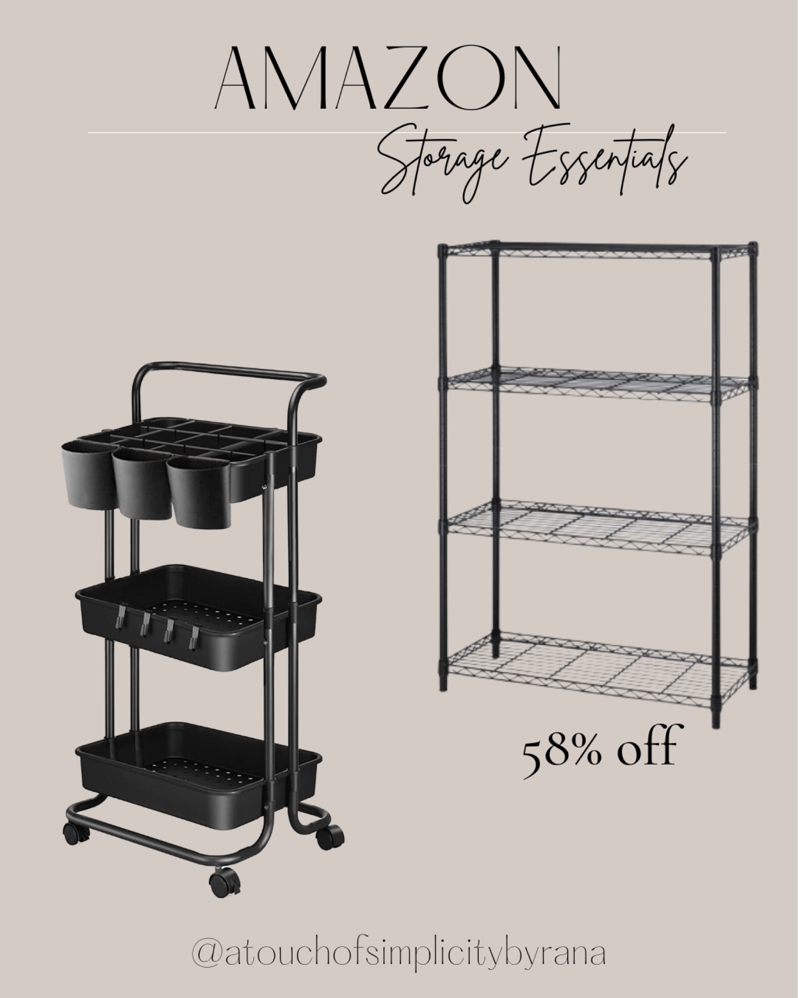 This shelving unit is heavy duty and currently on sale!I’m using the storage cart to store my cake baking supplies and it also has dividers!

Storage organizer, storage essentials, rolling cart, shelving unit, Amazon storage, Amazon finds, adjustable wire shelving unit

#LTKFind #LTKhome #LTKunder50