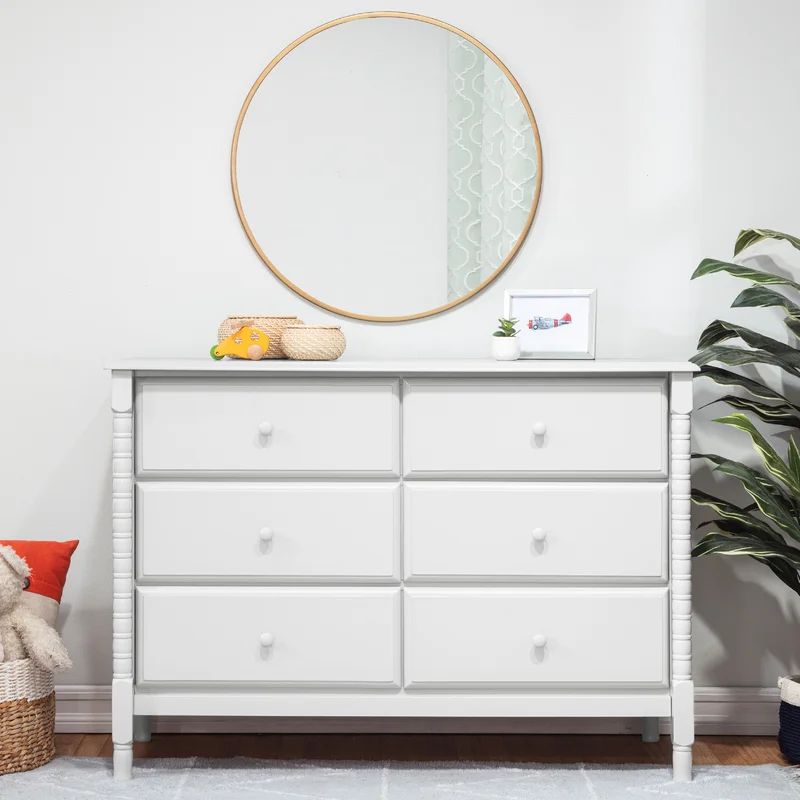 White Jenny Lind Spindle 6 Drawer 48" W Double Dresser | Wayfair North America