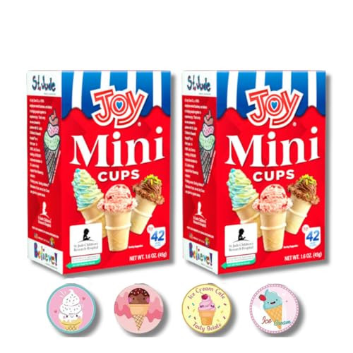 Joy Ice Cream Cones - Pack of 2 - Mini Flat Bottom Cups - With 4 Bonus Ice Cream Stickers - 42 ct Boxes | Amazon (US)