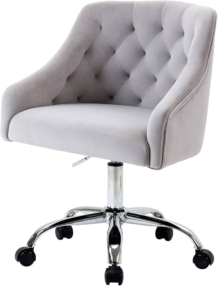 Sepnine Large Velvet Fabric Swivel Task Chair for Home Office Ergonomic Comfortable Chair - Grey ... | Amazon (US)