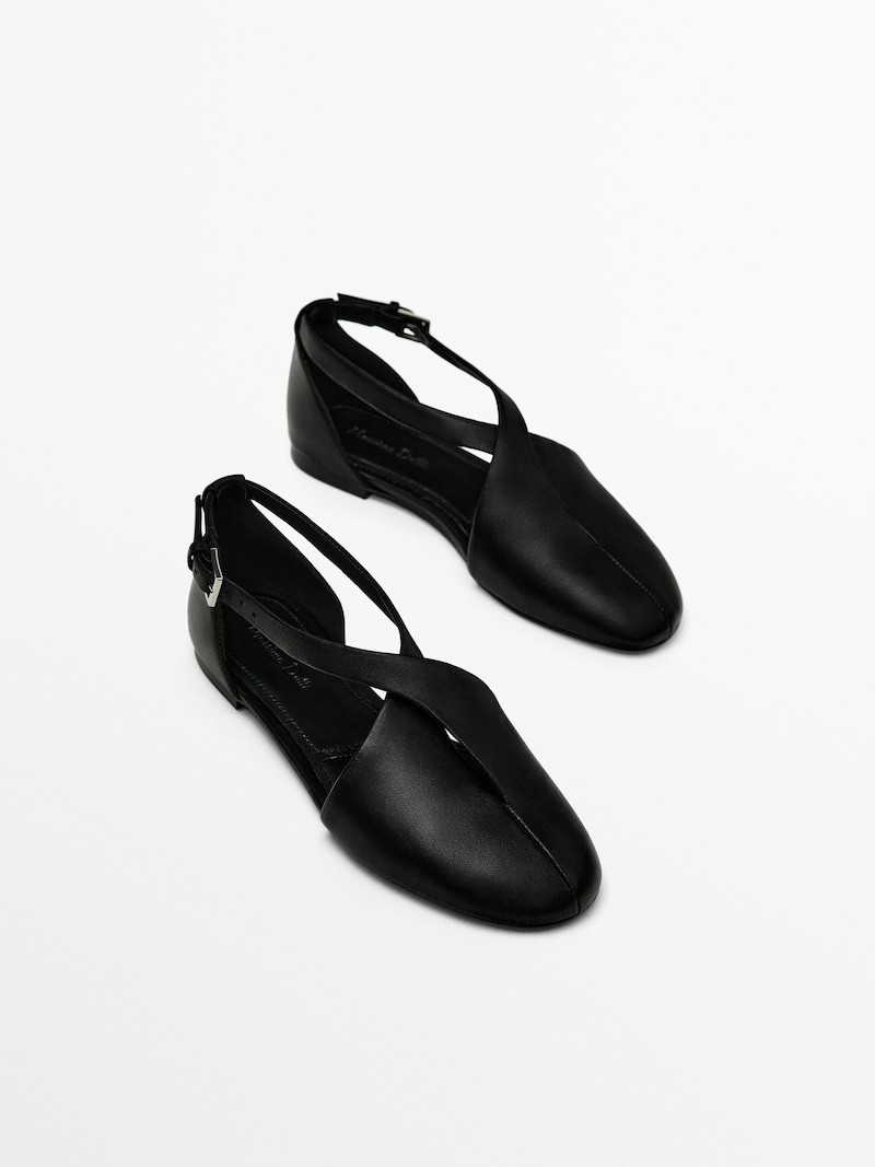 Flat cut-out slingback shoes with crossed detail | Massimo Dutti US