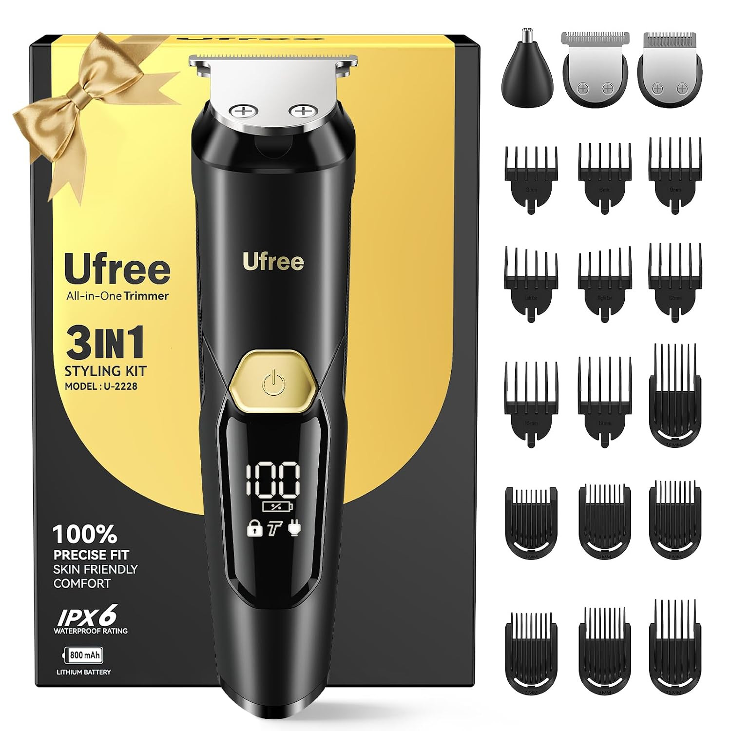 Ufree 3-in-1 Beard Trimmer for Men, IPX6 Waterproof Electric Razor | Amazon (US)