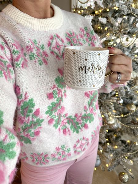 Pink christmas Outfit
gift for her | mug | cozy sweater 

#LTKGiftGuide #LTKparties #LTKHoliday