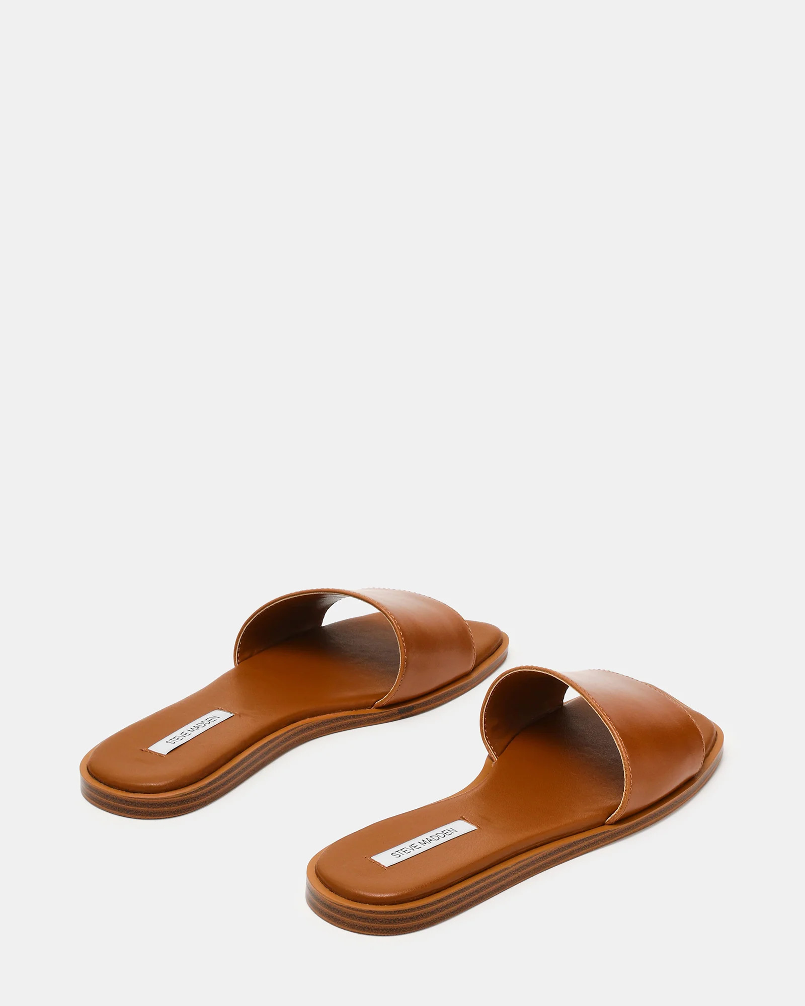 AVRA Tan Leather Wavy-Toe Slide Women's Sandal | Steve Madden (US)