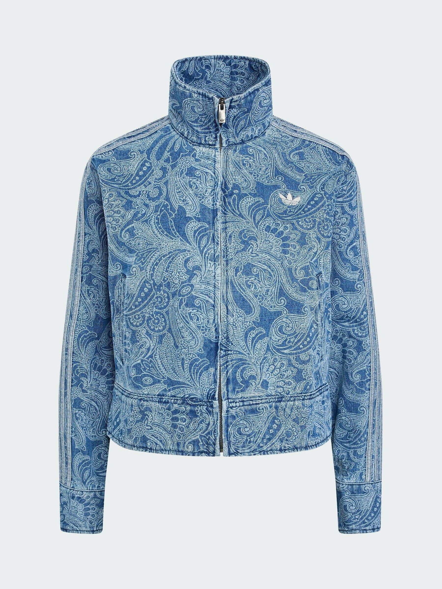 adidas originals adidas Originals Blue Liberty London Firebird Denim Tracktop Jacket | Next US