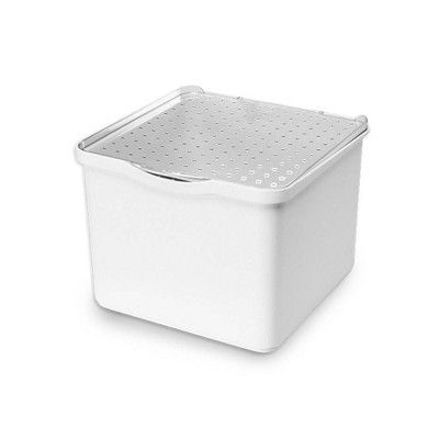 Small Stacking Bin with Lid Clear/White - Madesmart | Target