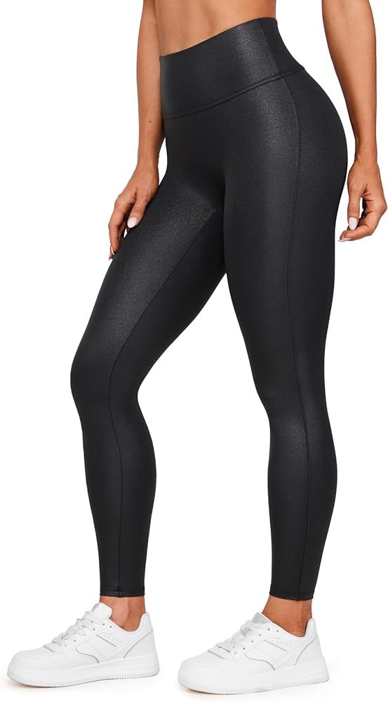 CRZ YOGA Butterluxe Matte Faux Leather Leggings for Women 28'' - No Front Seam High Waist Stretch Ti | Amazon (US)