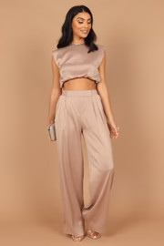 Elia Crop Top and Palazzo Pant Set - Mocha | Petal & Pup (US)