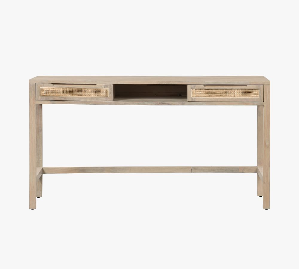 Dolores 58" Cane Writing Desk with Drawers | Pottery Barn (US)