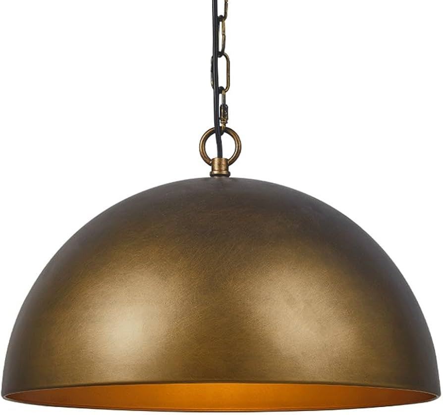 Industrial Metal Dome Pendant Light Hand Painted Antique Brass Finish Large Hanging Lamp Bronze G... | Amazon (US)