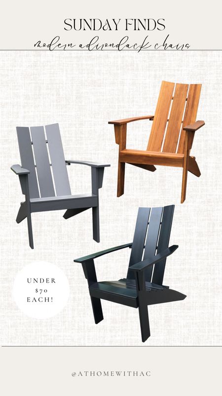 Modern Adirondack chairs, natural, grey and black options 

#LTKFind #LTKSeasonal #LTKsalealert