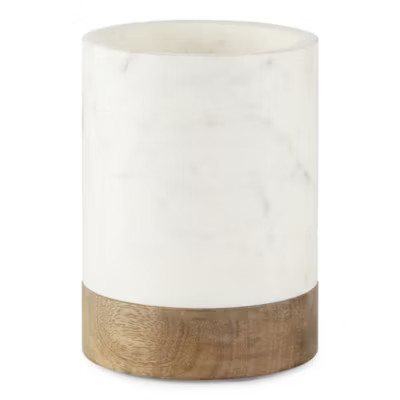 Linden Street Mango Wood & Marble Utensil Holder | JCPenney