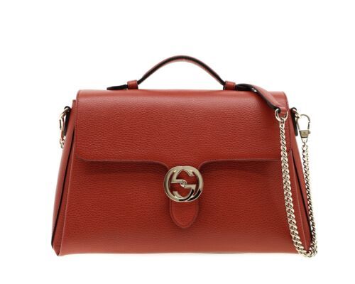 Gucci Interlocking GG Large Chain Shoulder Bag Red Leather New  | eBay | eBay US