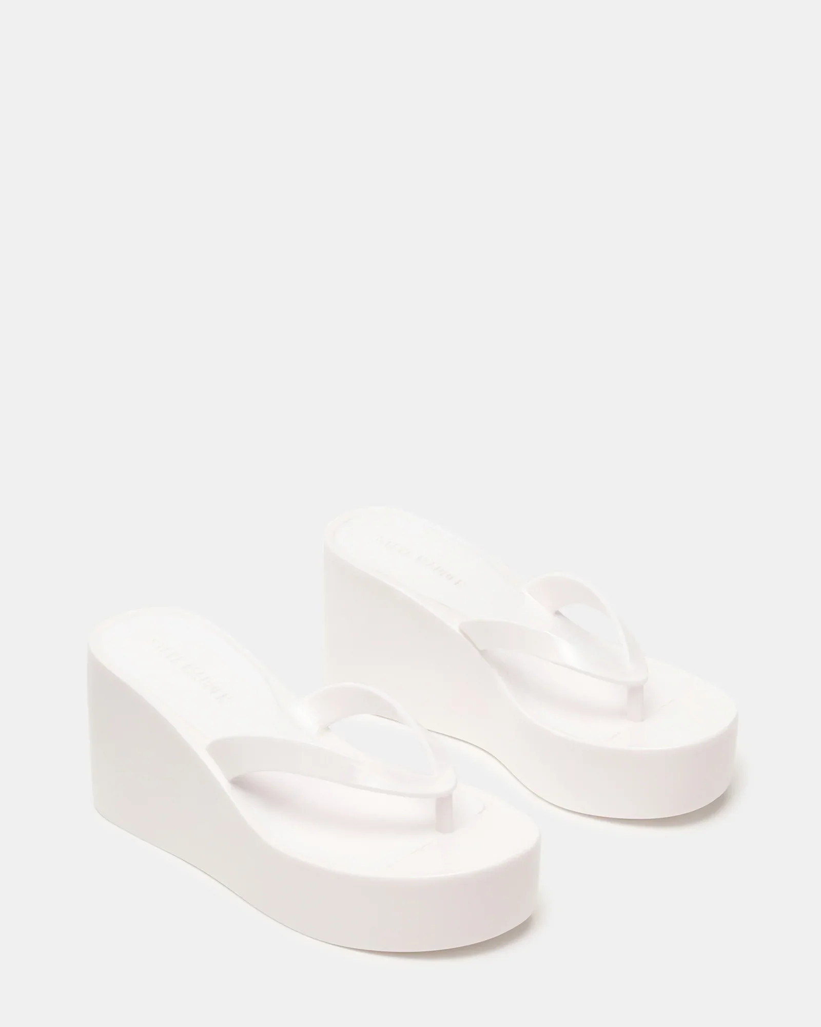JELLA White Thong Platform Wedges | Women's Designer Sandals | Steve Madden (Canada)