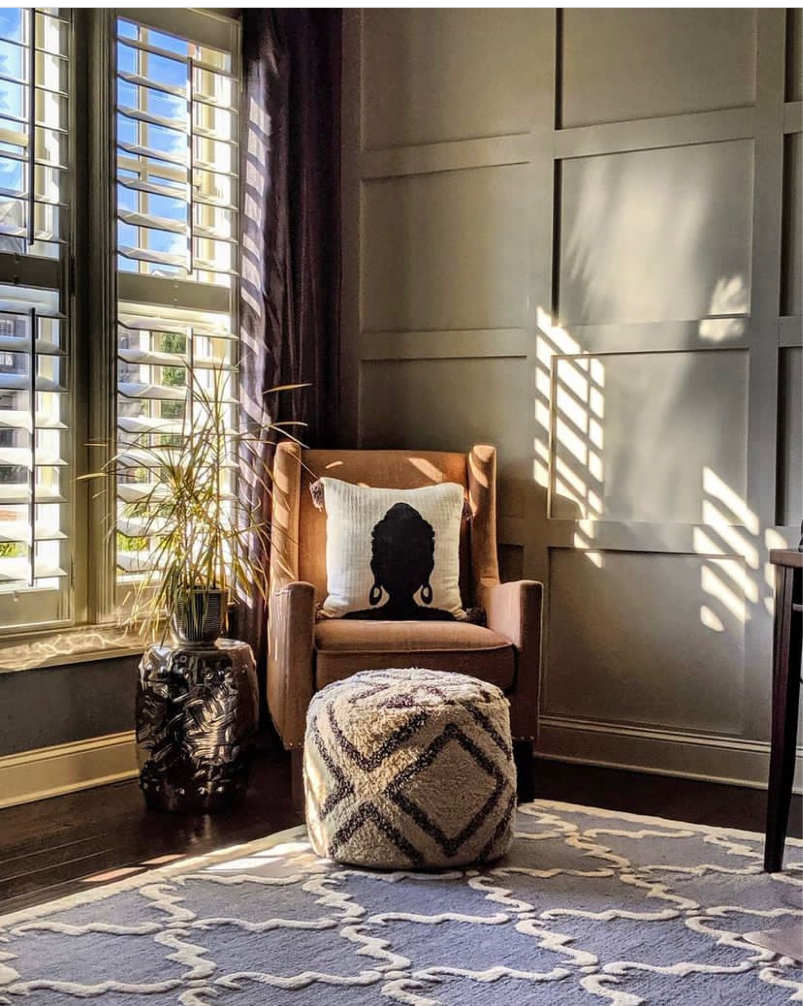 😍 Most of us are working from home anyway! Cozy space, upholstered chair, small table, pouff ottoman, home decor. Recreate this look! Linking the exact chair and similar rug options and ottoman.

#LTKGiftGuide #LTKhome