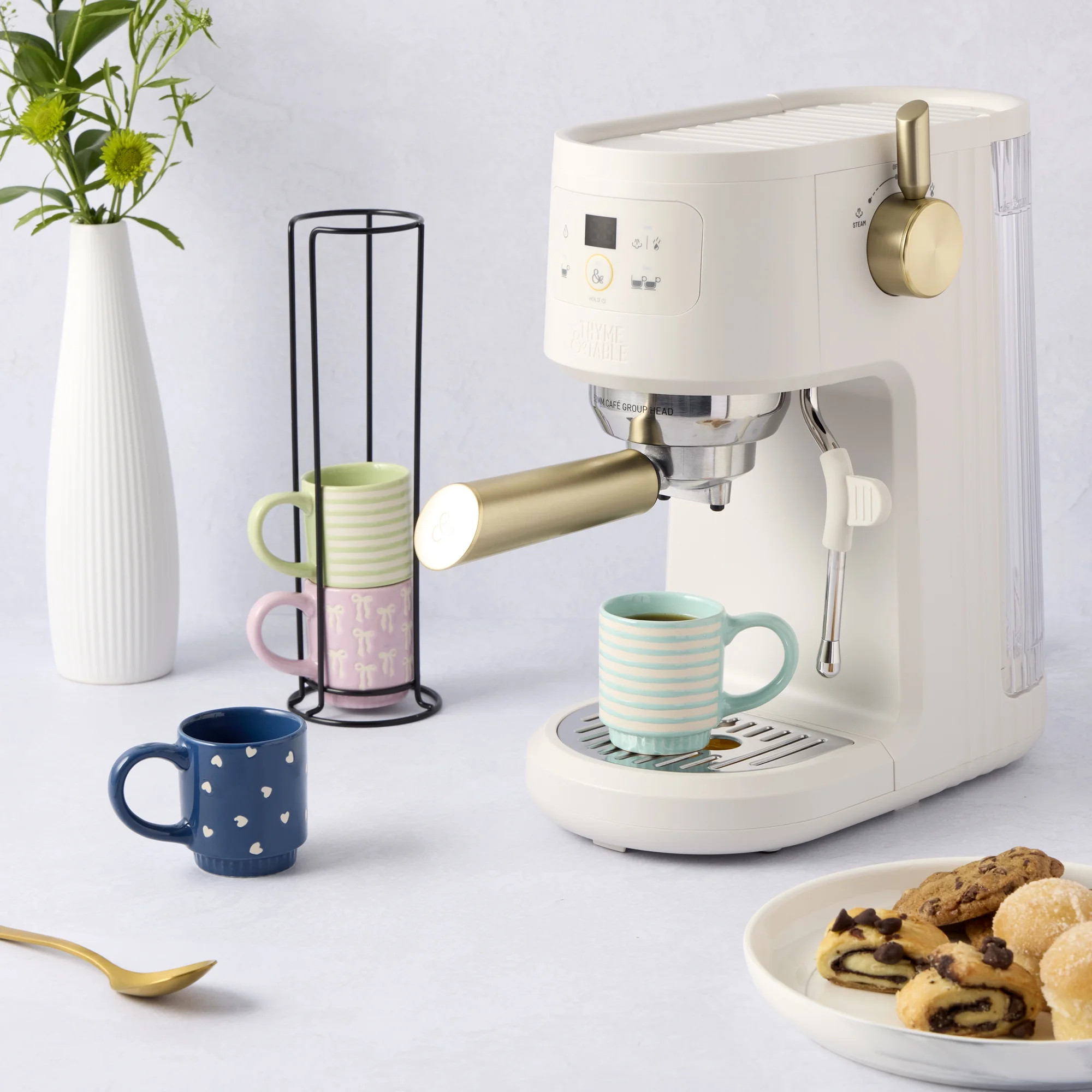 Thyme & Table 3 fl oz Stoneware Stacking Espresso Mugs with Wire Rack, Set of 4 | Walmart (US)