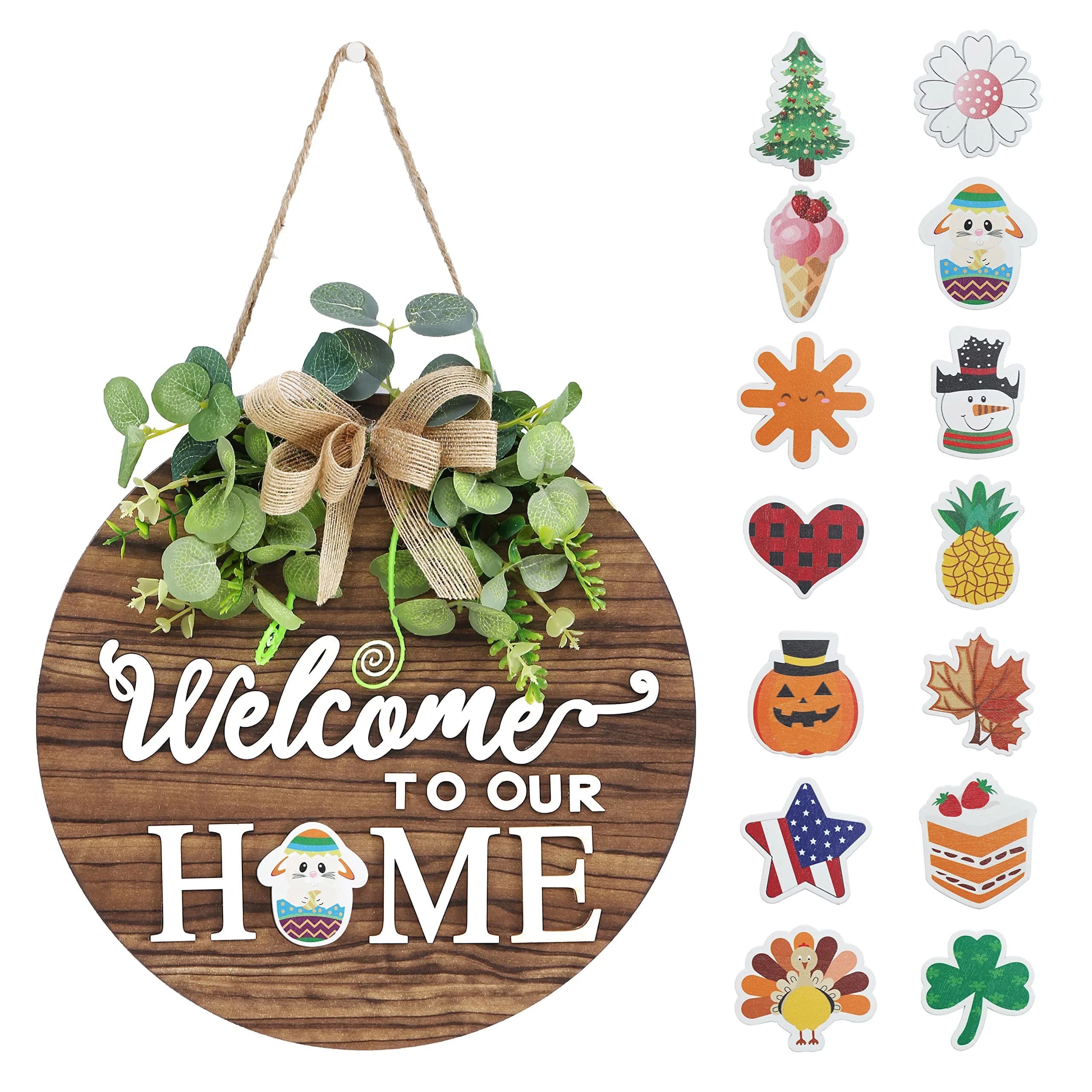 Welcome to Our Home Sign for Front Door Decor, Welcome Sign with 14 Seasonal Interchangeable Holi... | Walmart (US)
