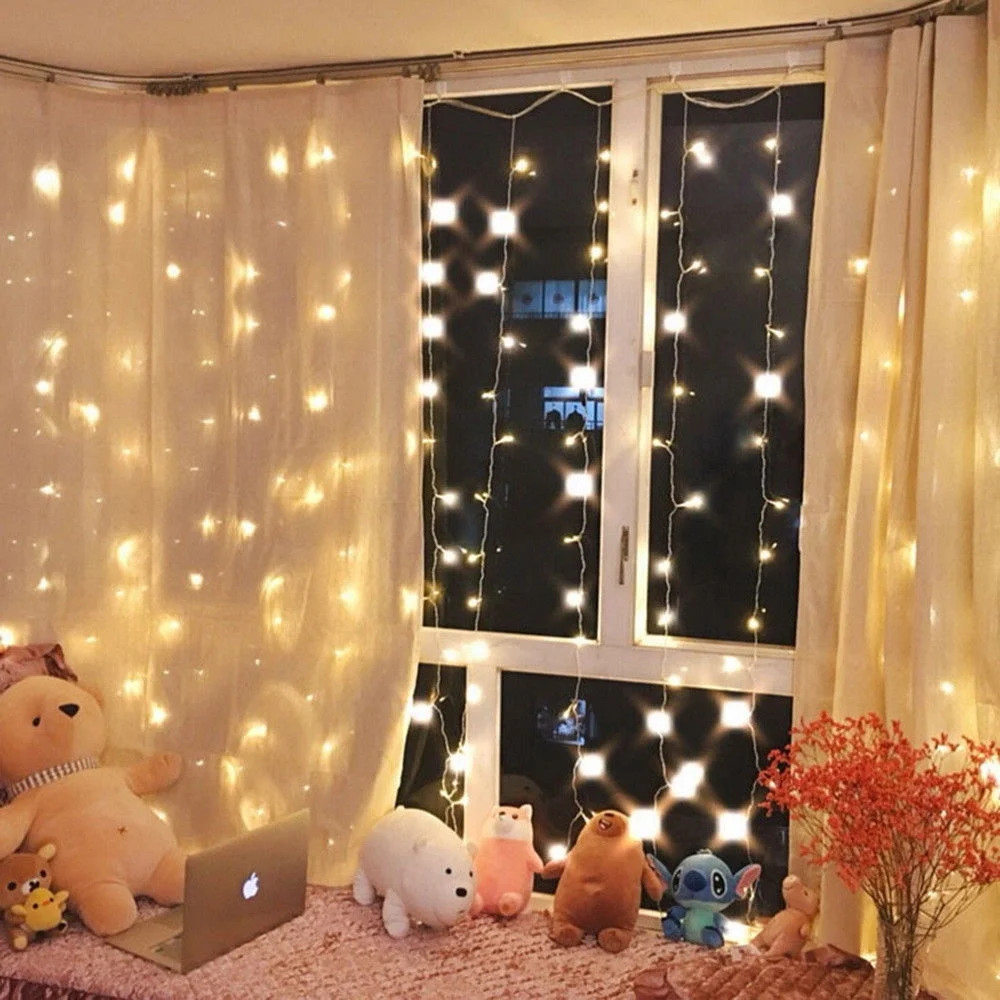 300 LED Curtain Fairy Lights Party Wedding USB String Hanging Wall Light Home Remote Control 8 Mo... | Walmart (US)
