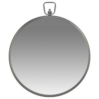 28" Gunmetal Round Wall Mirror with Decorative Handle Silver - Patton Wall Decor | Target