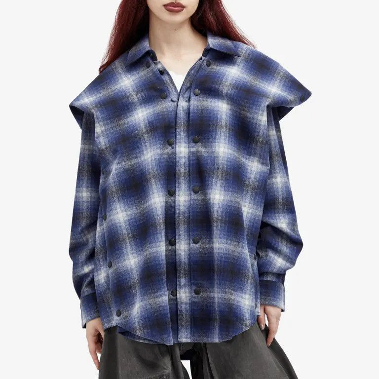 Y/Project o1s22i1n0924 Flannel Overshirt in Blue | Grailed | Grailed
