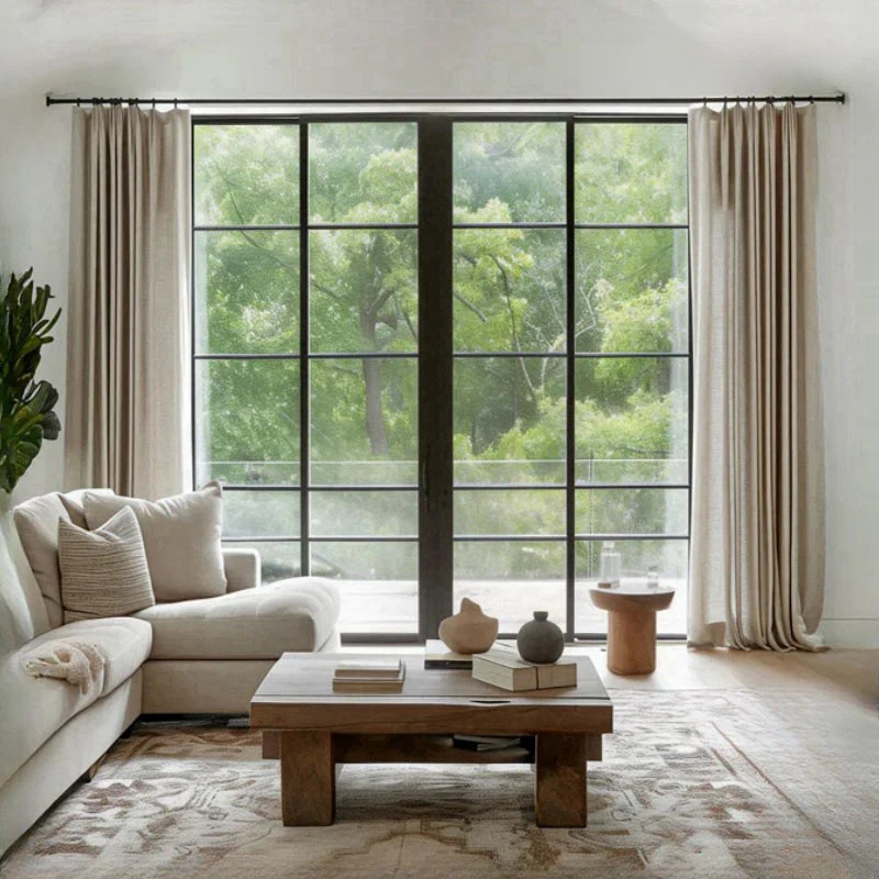 Pinch Pleated Lille Linen Memory Trained Blackout Curtains Custom Drapes for Living Room & Bedroo... | Homerilla