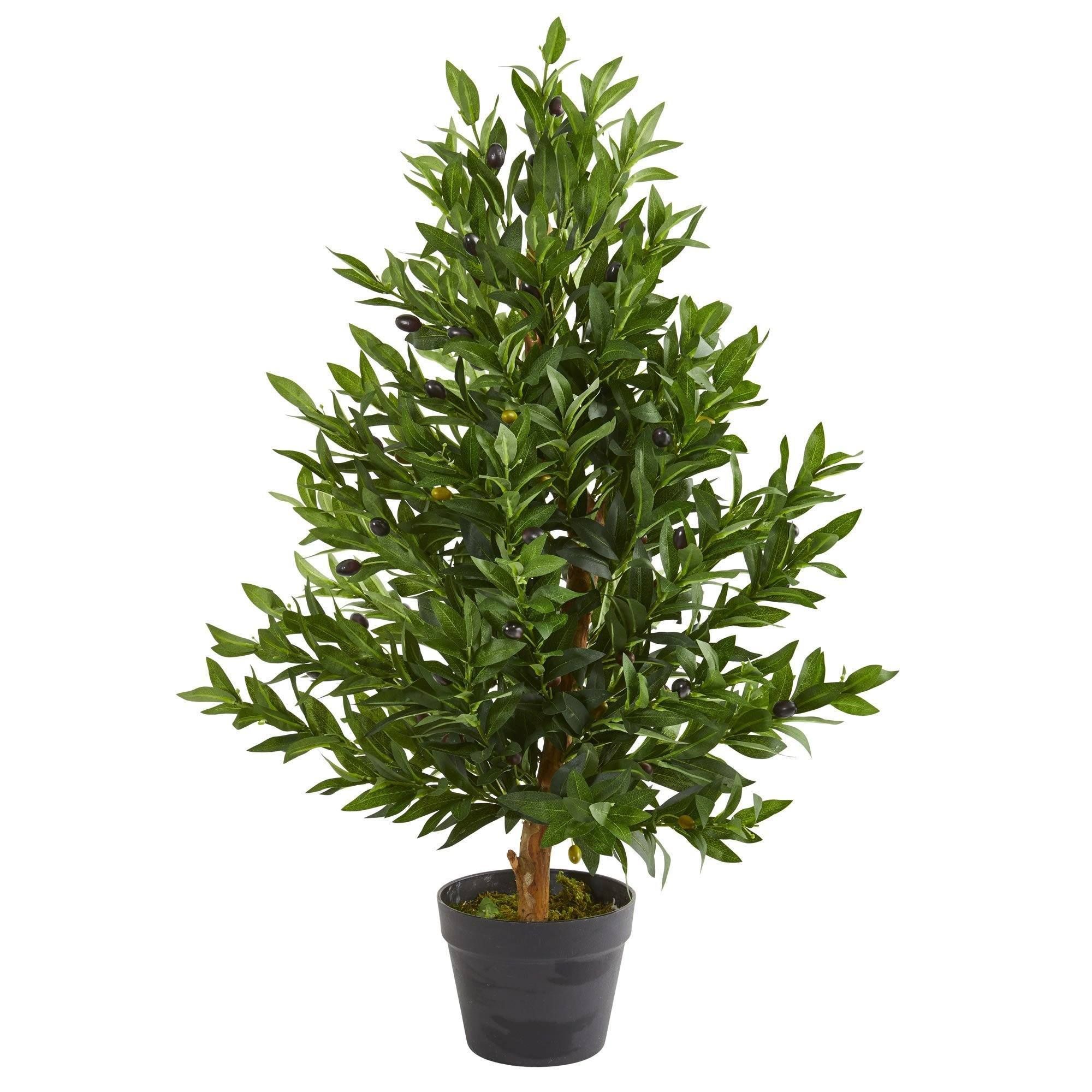 35” Olive Cone Topiary Artificial Tree UV Resistant (Indoor/Outdoor) | Nearly Natural