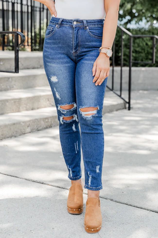 The Mom Jeans Dark Wash Straight Leg Jeans | Pink Lily