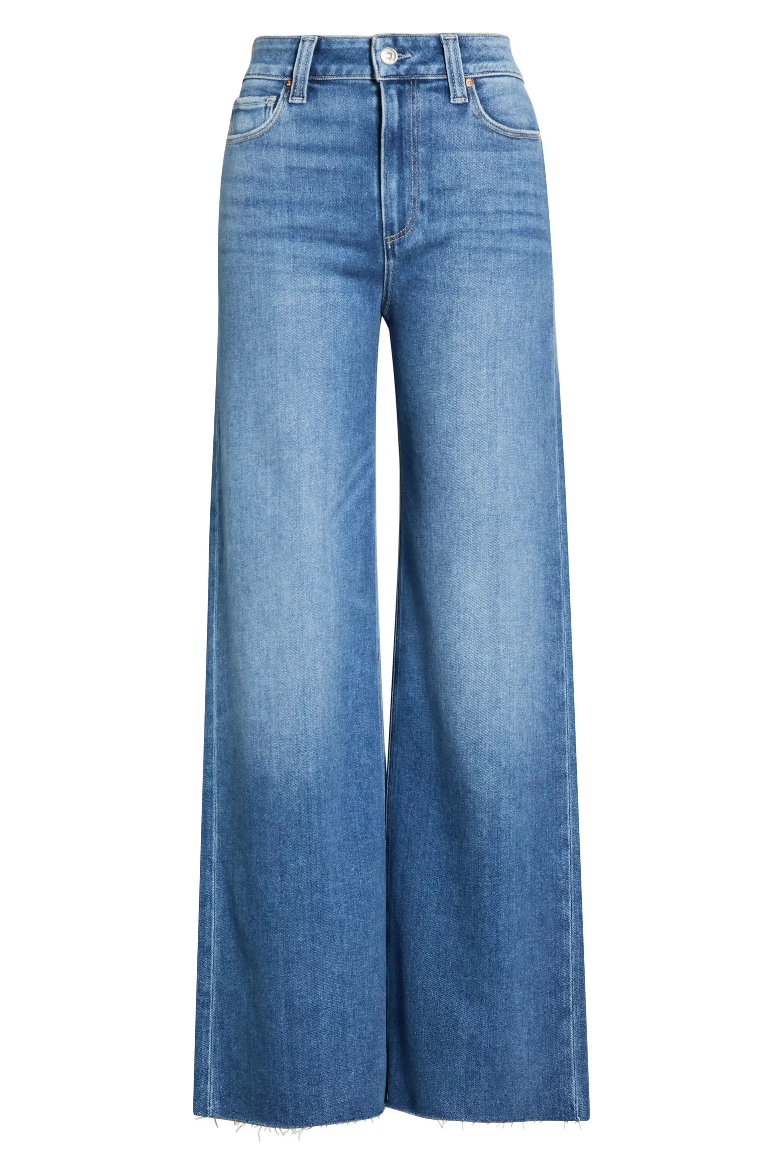 PAIGE Anessa Raw Hem Wide Leg Jeans (Women) | Nordstrom | Nordstrom