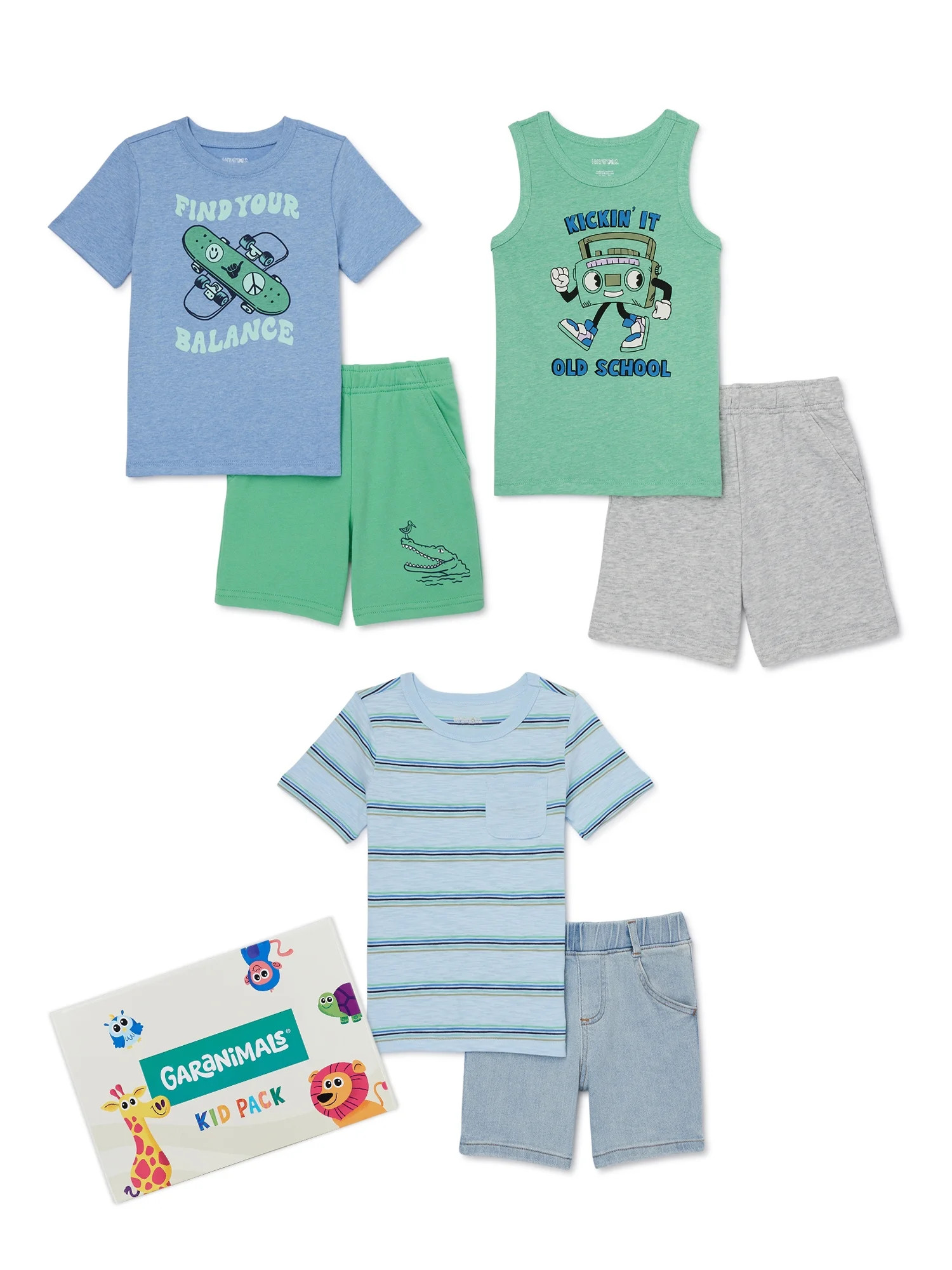 Garanimals Toddler Boys’ Mix and Match Outfits Kid-Pack, 6-Piece, Sizes 18M-5T | Walmart (US)