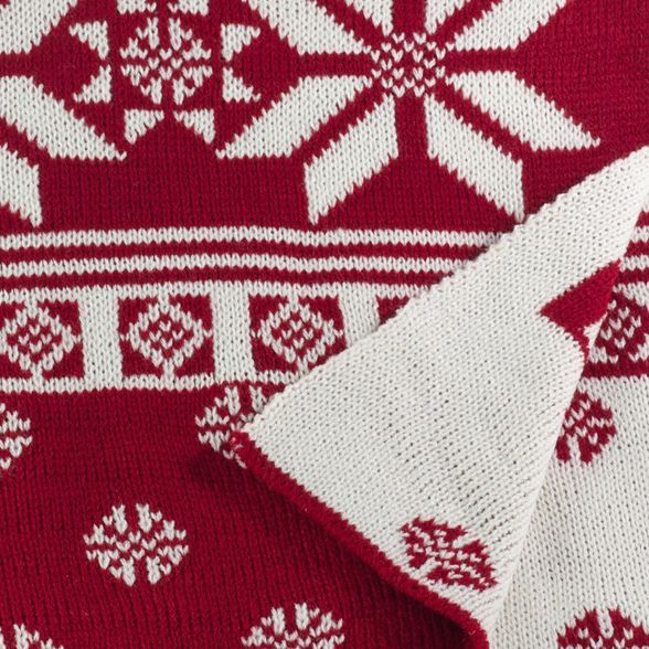 50"x60" Knitted Christmas Design Throw Red - SARO | Target