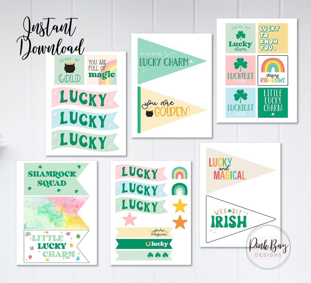 Printable St. Patrick's Day Tags, St. Patrick's Day Printable Pennants, St. Patrick's Day Printab... | Etsy (US)