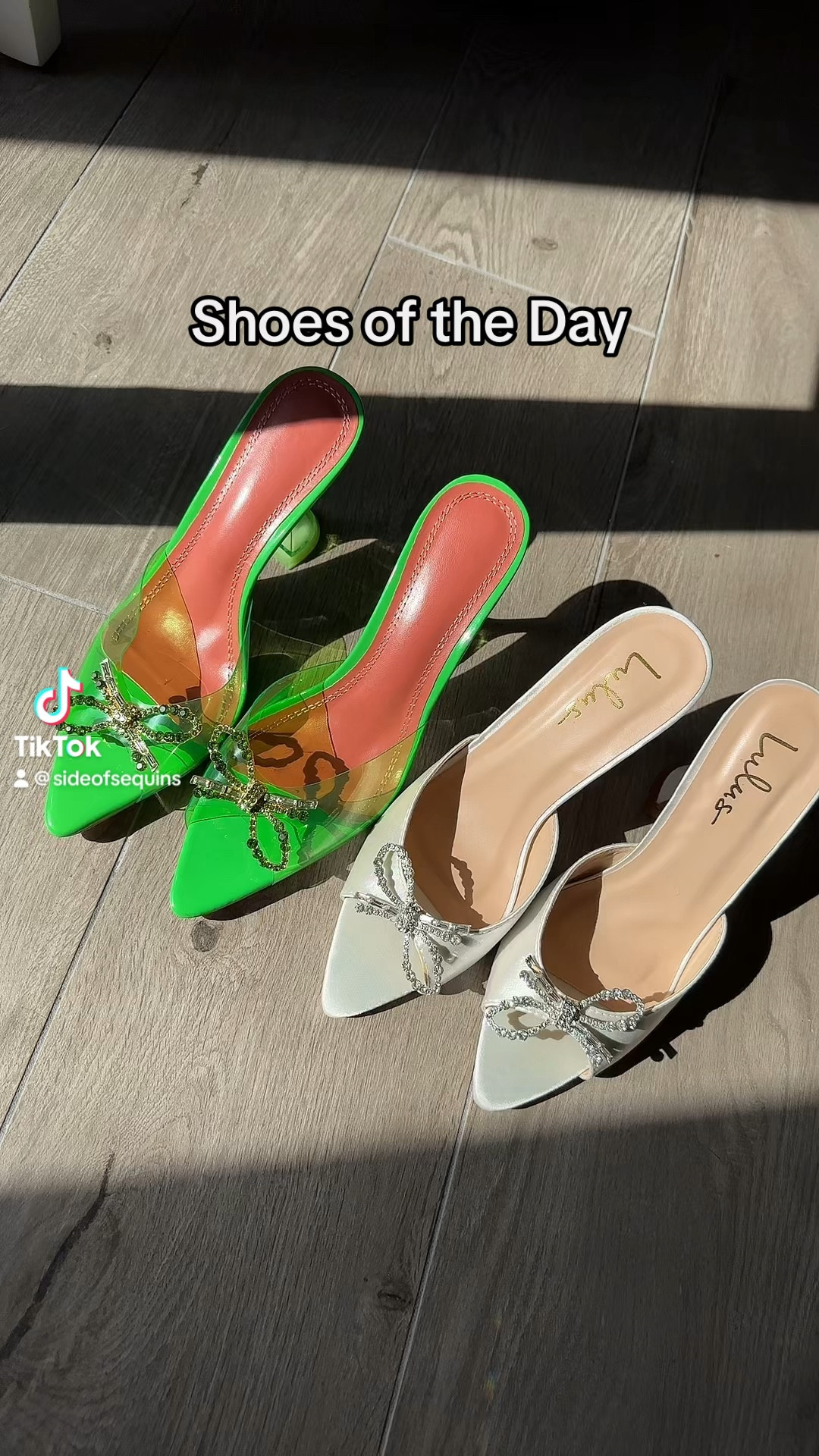 Green pair is Amazon and white pair are Lulus! Both true to size and comfotableb