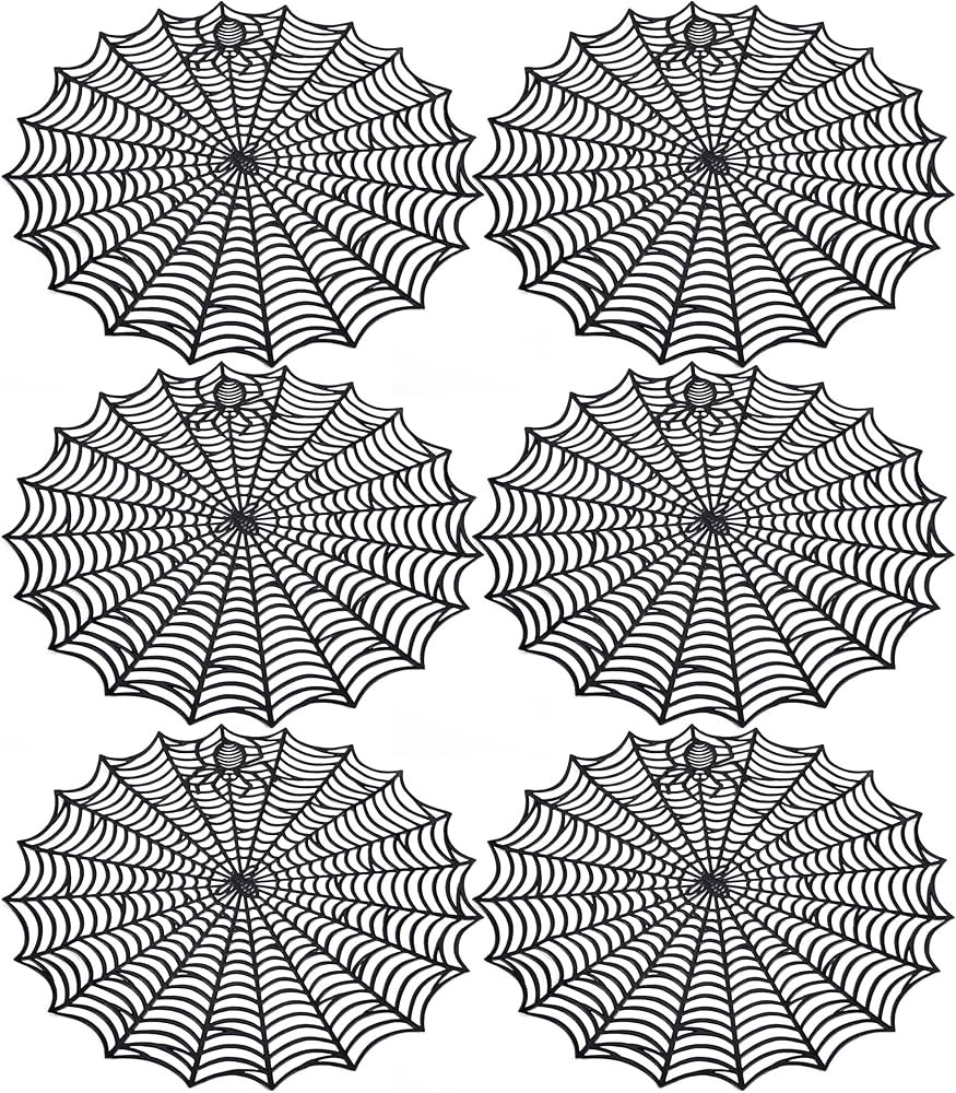 6 Pcs Halloween Spider Web Placemats- 15" Heat Insulation Halloween Placemats Spider Web Table Ma... | Amazon (US)
