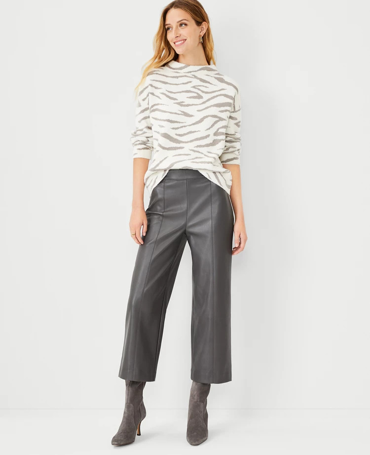 The High Waist Wide Leg Crop Pant in Faux Leather | Ann Taylor (US)