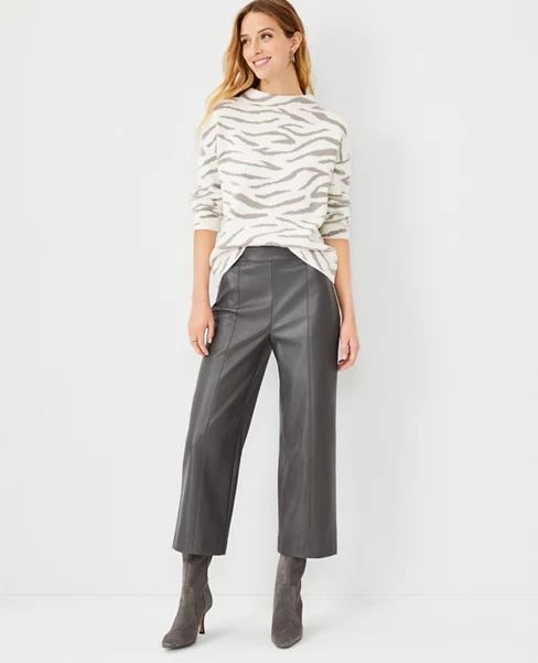 The High Waist Wide Leg Crop Pant in Faux Leather | Ann Taylor (US)