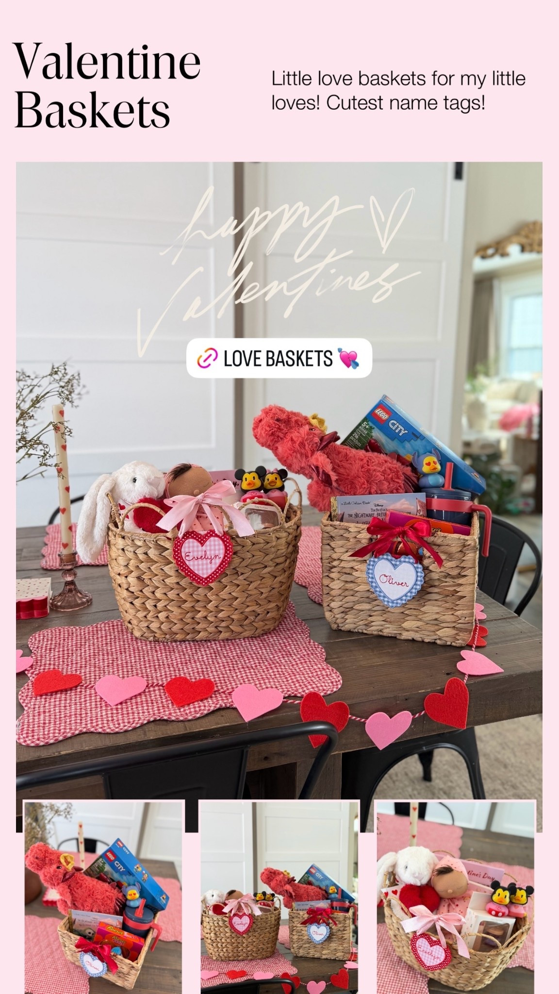 The kids valentines baskets ❤️🩷 linking everything here, including their adorable name tags! 🥰😍 

Valentines baskets, pink and blue gingham, pink gingham, blue gingham, scalloped baskets 

#LTKmomlife #LTKValentine #LTKKids