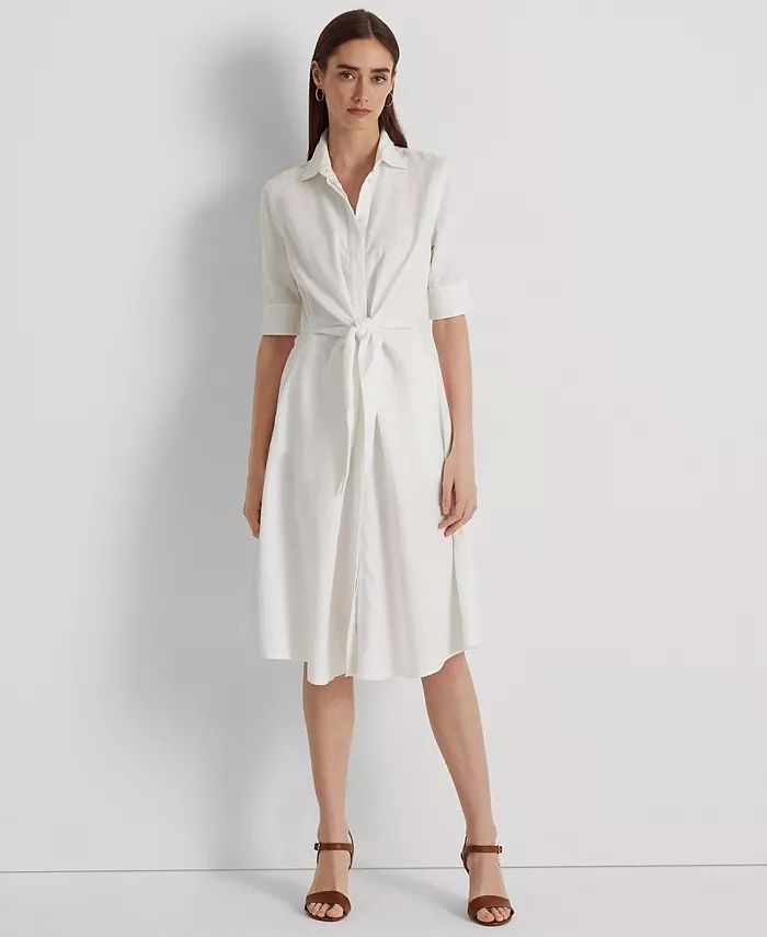 Lauren Ralph Lauren Linen Fit & Flare Shirtdress - Macy's | Macy's
