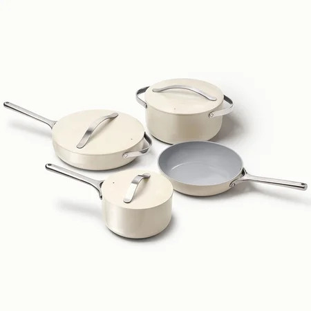 Caraway Ceramic Non-Stick Pots & Pans Cookware Set, 12- Piece, Cream | Walmart (US)