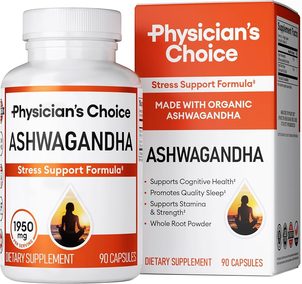 Physician's CHOICE Ashwagandha Supplement - 1950mg of Bioavailable Organic Ashwagandha Root Powde... | Amazon (US)