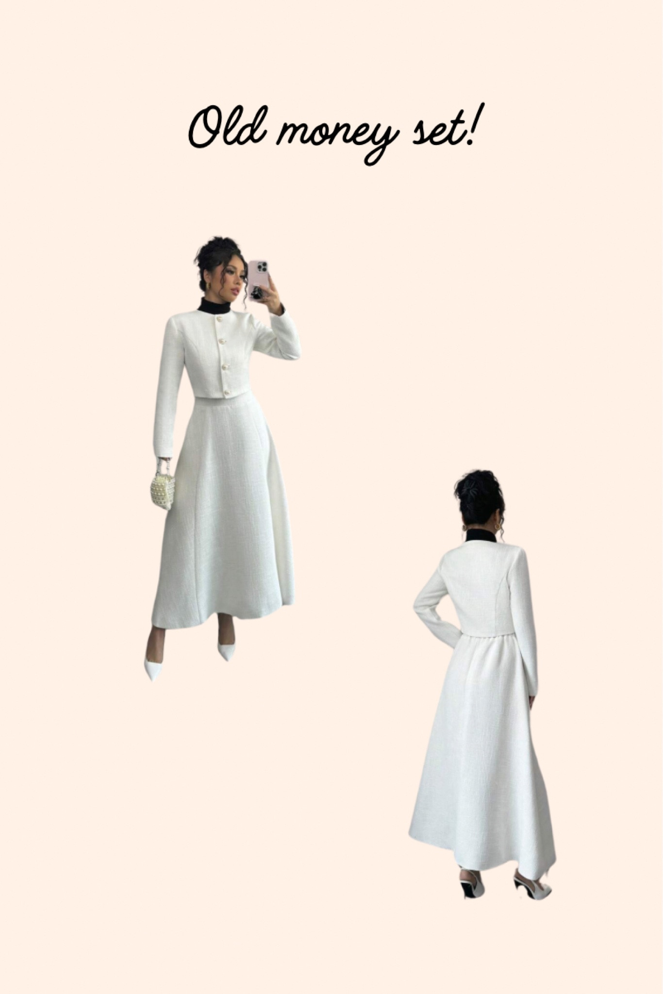 Long sleeve jacket & high waist A-line skirt, old money two piece! 

#LTKMostLoved #LTKFindsUnder50 #LTKStyleTip