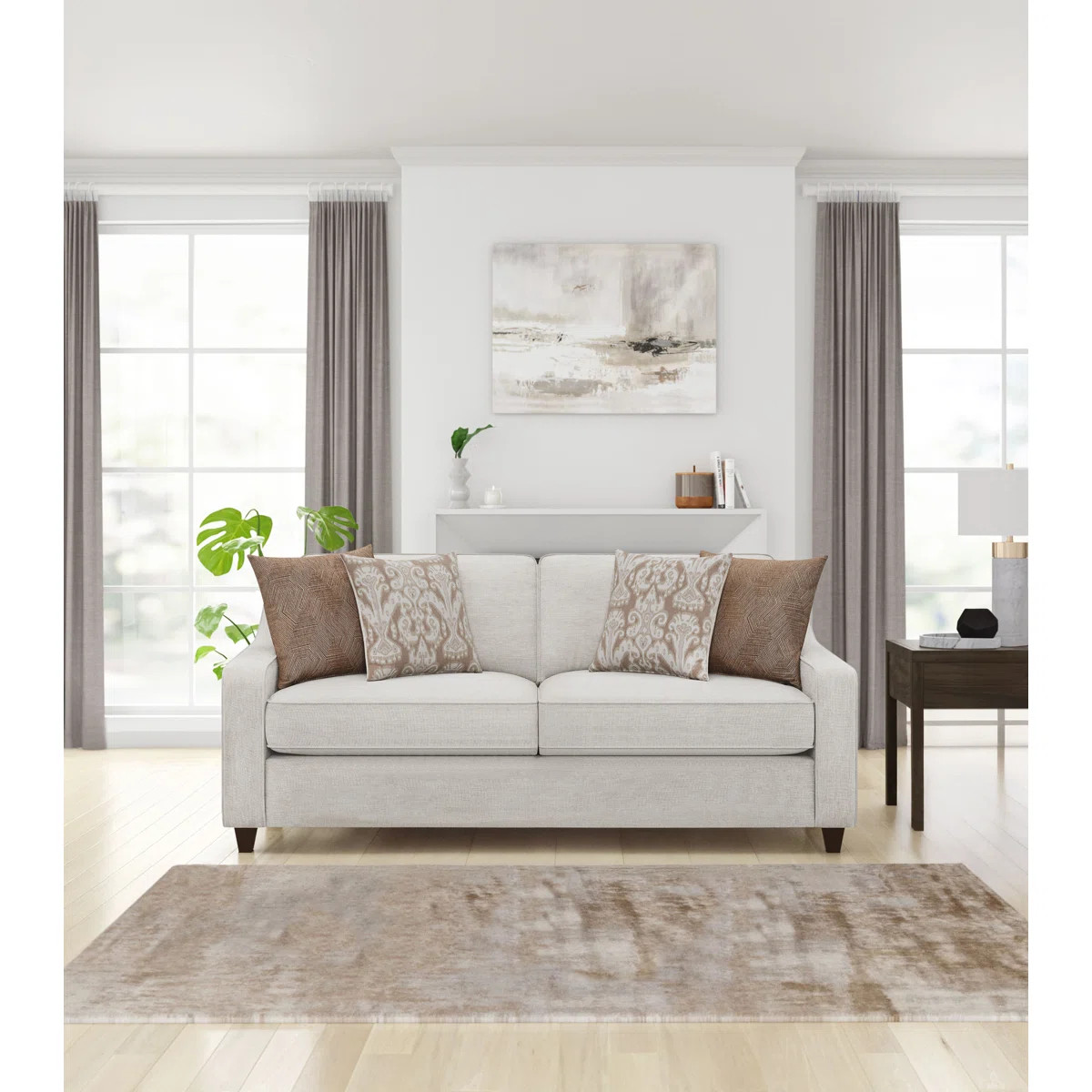 Juwann Upholstered Sloped Arm Sofa Beige | Wayfair North America