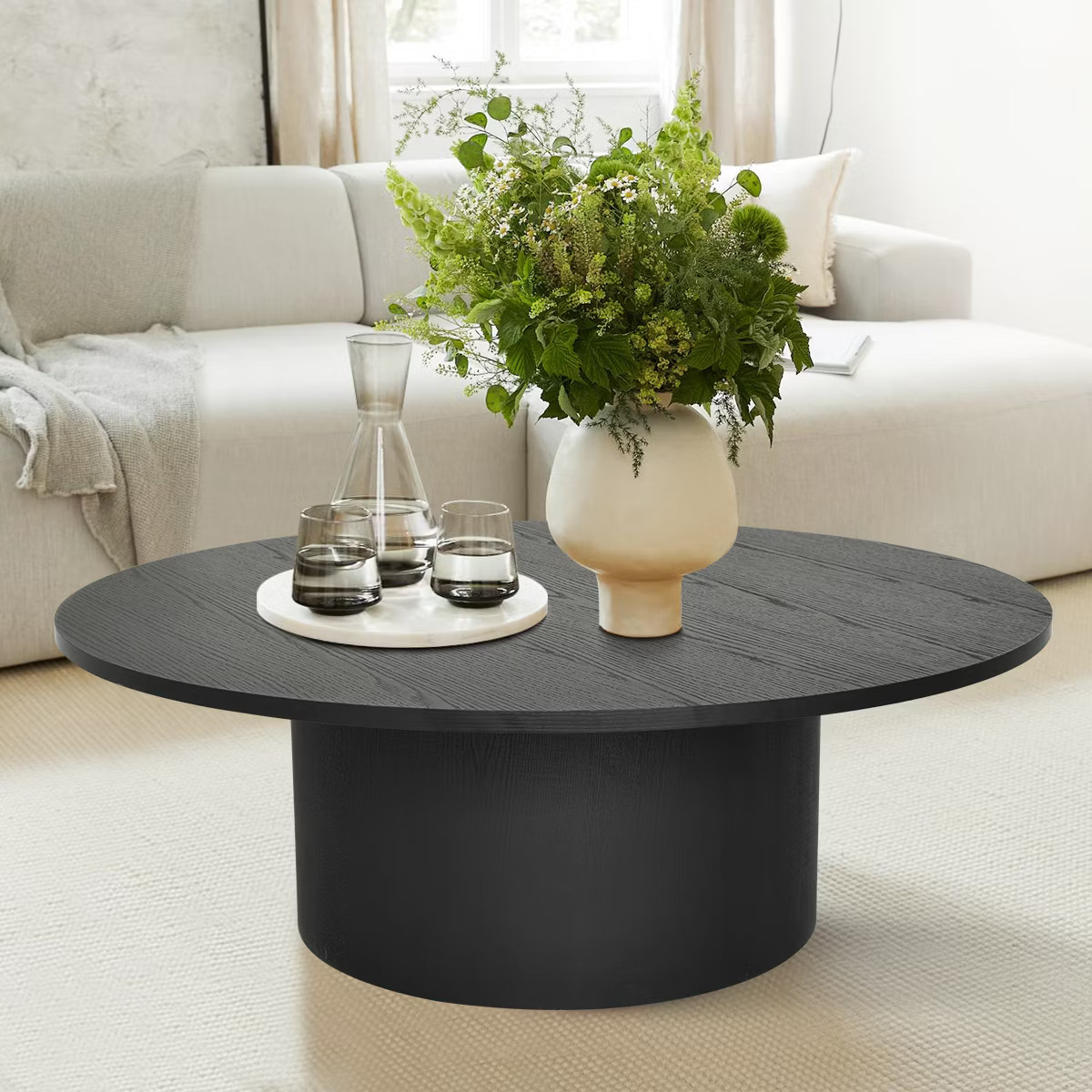 40" Dwen Manufactured Wood Foil with Grain Paper Round Coffee Table With Pedestal Base -The Pop M... | Target