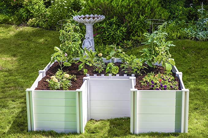 Vita Classic 6 Foot x 6 Foot x 22 inch White Vinyl Keyhole Garden with Composting Basket, BPA, Pt... | Amazon (US)