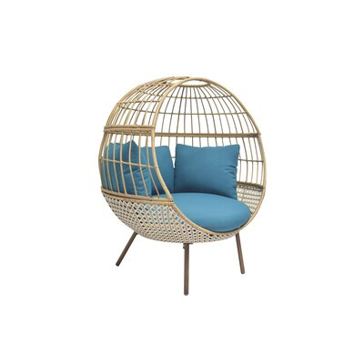 Origin 21 Brennfield Woven Teak Metal Frame Stationary Egg Chair(s) with Green Cushioned Seat | Lowe's