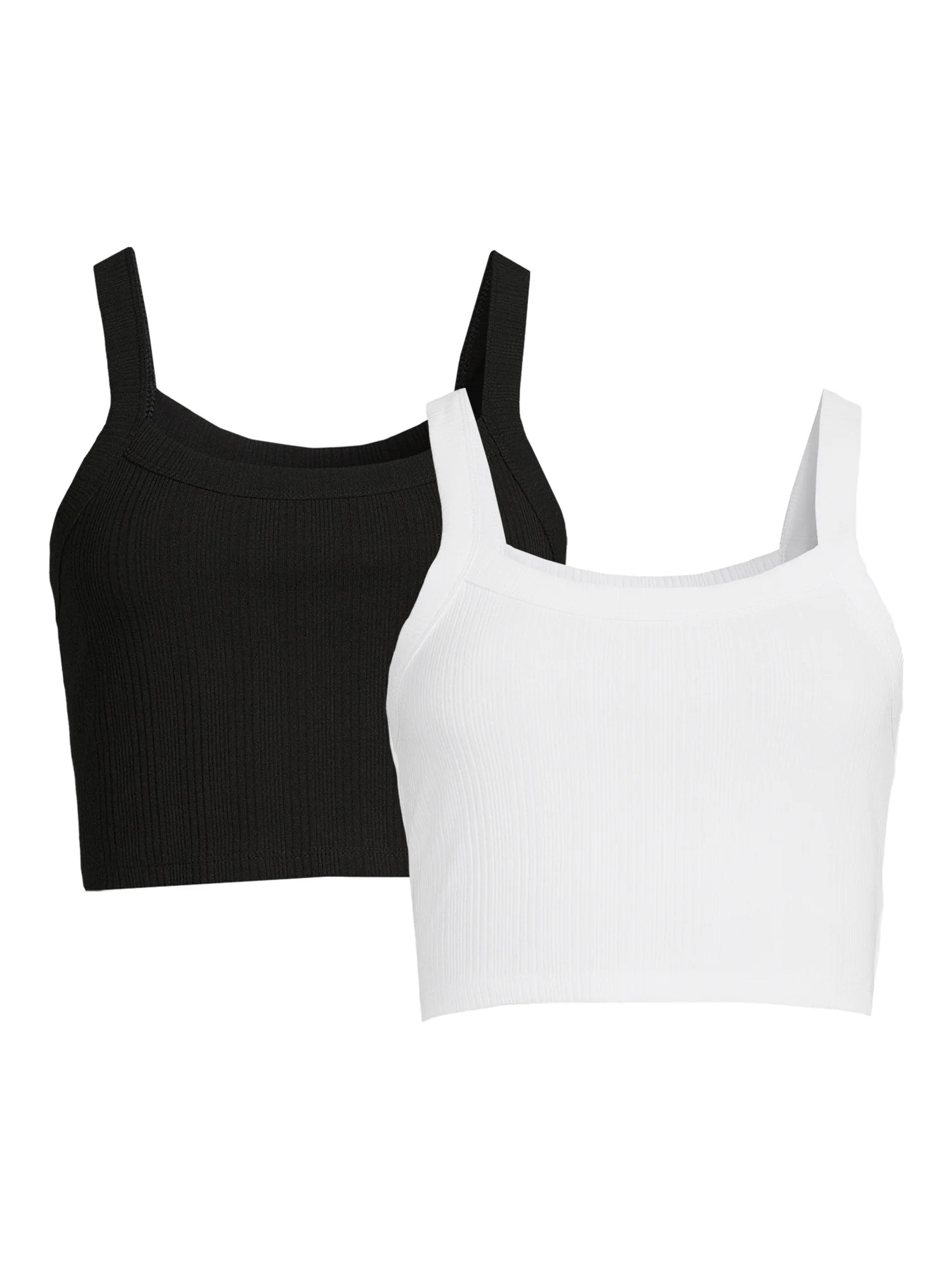 No Boundaries Juniors Crop Rib Tank Top, 2-Pack - Walmart.com | Walmart (US)