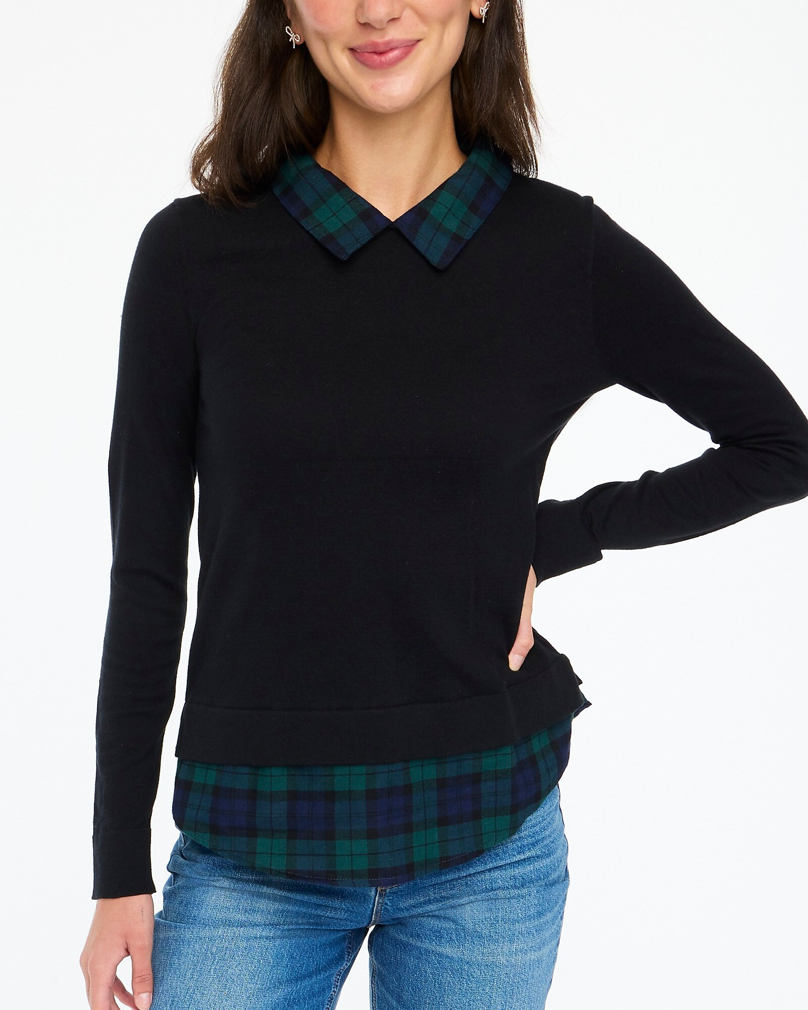 Woven-collar sweater | J.Crew Factory