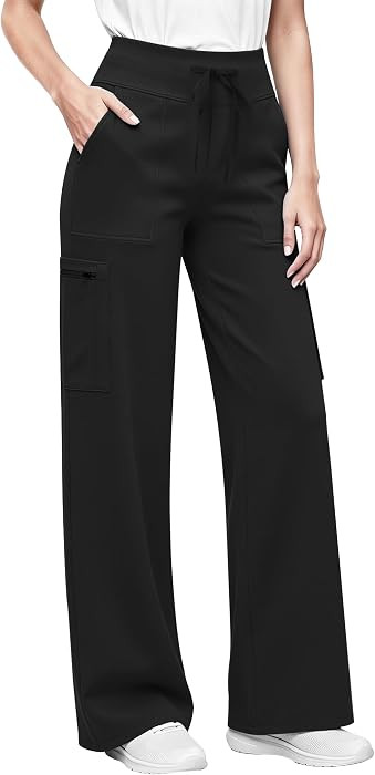 Women's Wide Leg Scrub Pants High Rise Anti-Wrinkle Scrub Uniforms Yoga Pants | Amazon (US)