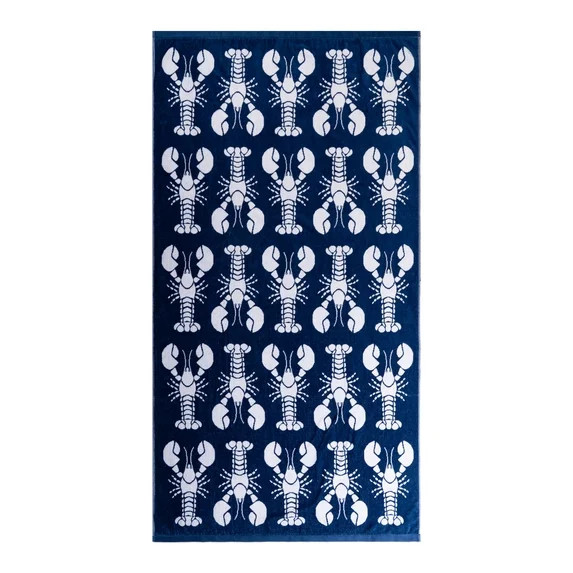 Mainstays Patriotic Cotton Blend Cotton Blend Beach Towel, 36 x 72 in, Navy Blue Lobster | Walmart (US)