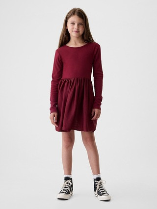 Kids Mixed Media Satin Dress | Gap (US)