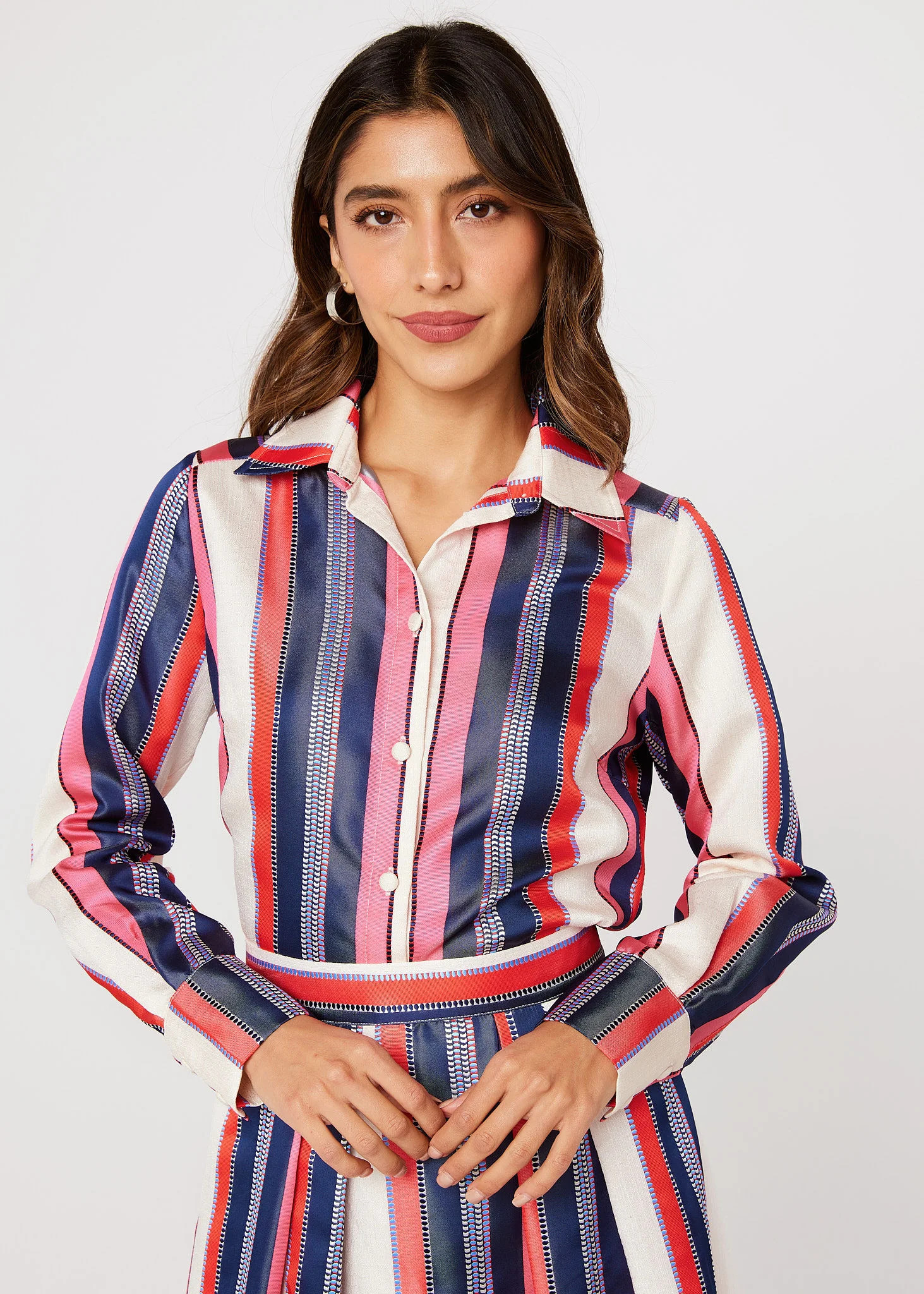 Margaret Blouse Carnation Coastal Stripe Jacquard | Abbey Glass